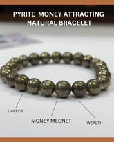Rudra Divine Spirituals Natural Pyrite Bracelet AAA Grade Lab-Certified Original Stretchable 8mm  Faceted Real Crystal Unisex Bracelet For Prosperity, Abundance & Manifestation